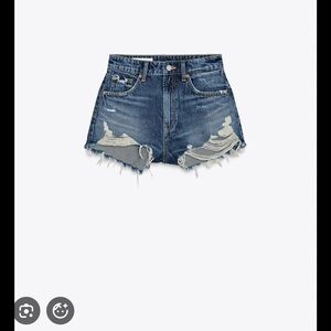 Zara distressed high waisted curved Denim Shorts